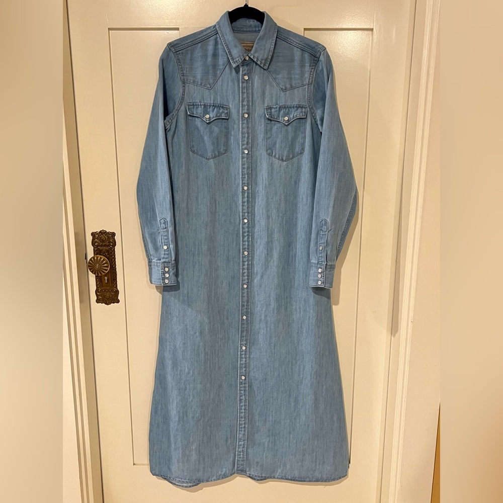 Ralph Lauren Light Blue Denim Midi Shirt Dress